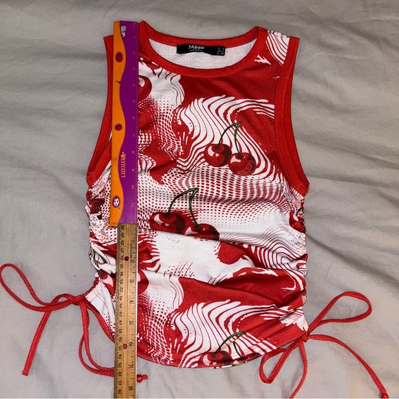 Jaded London Cherry Swirl Print Ruched Side Tank Top, 2/XS, Urban Outfitters - Picture 6 of 12